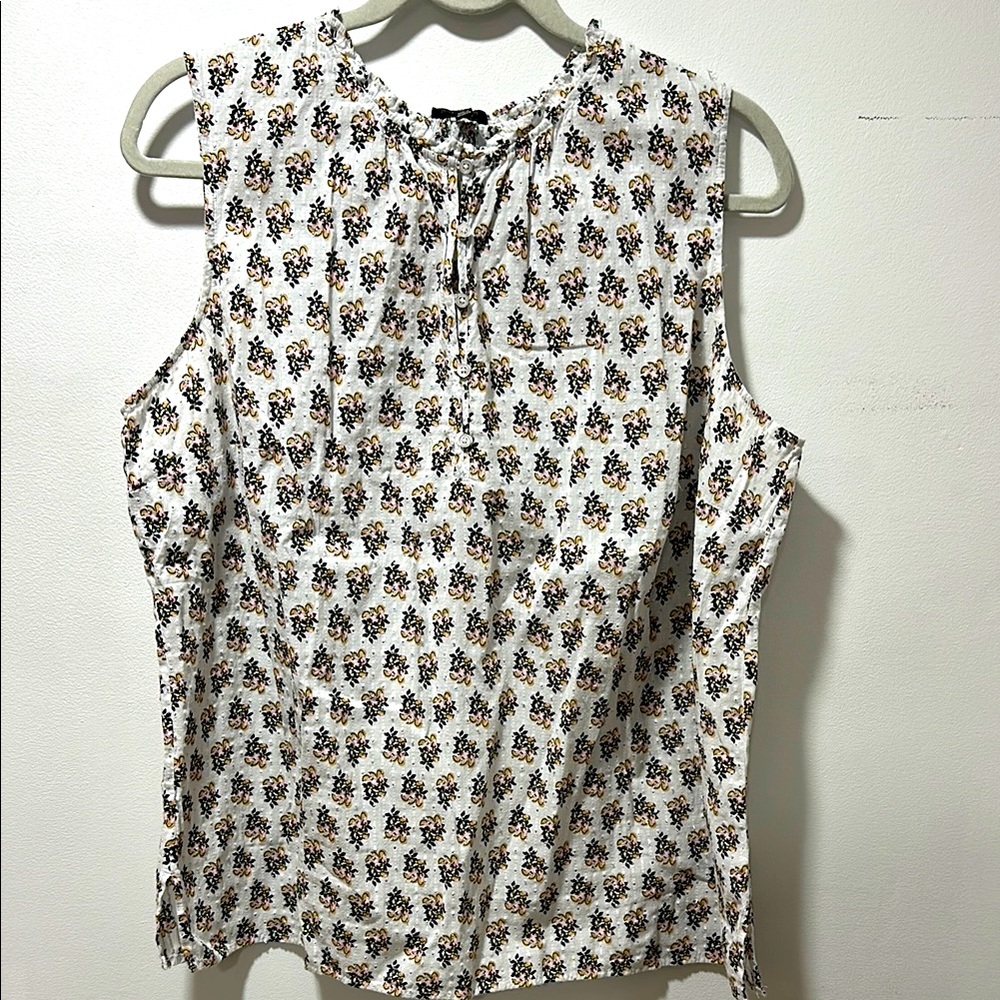 TALBOTS Womens Plus Size 1X Tank Blouse Floral Casual‎ Office Sleeveless